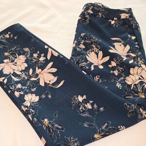 Women's Cynthia Rowley ankle pants, size 4 - Blue with Pink flowers